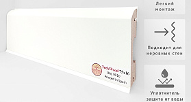 Плинтус МДФ TeckWood цветной прямой 75х16мм RAL 9010, 1 м.п.